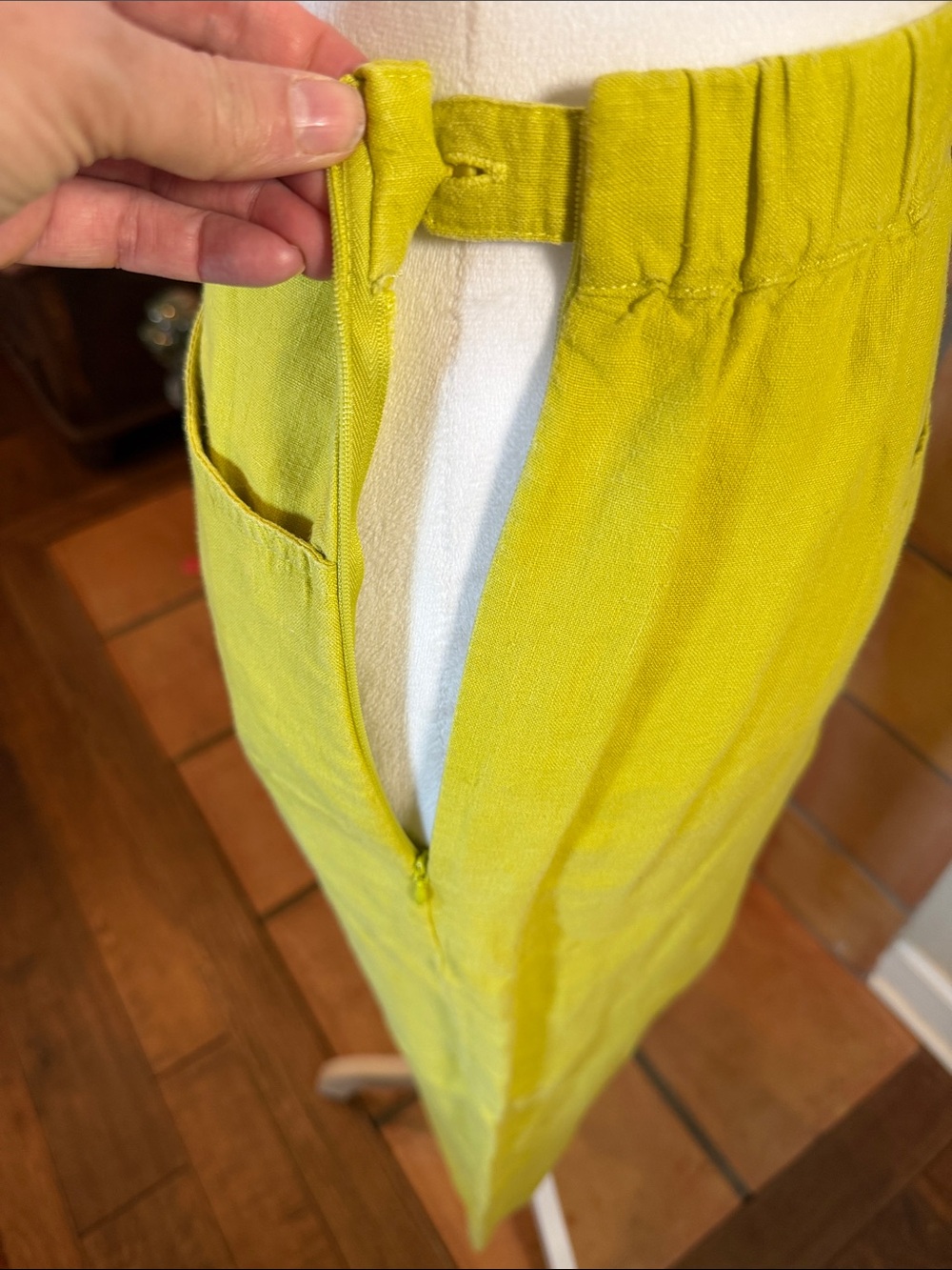 J. Jill Love Linen Chartreuse Wide-Leg Crop Pants, size XL - Picture 7 of 10